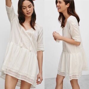 Aritzia Azure Skies Lambic Ivory Boho New Babydoll Summer Cotagecore Dress
